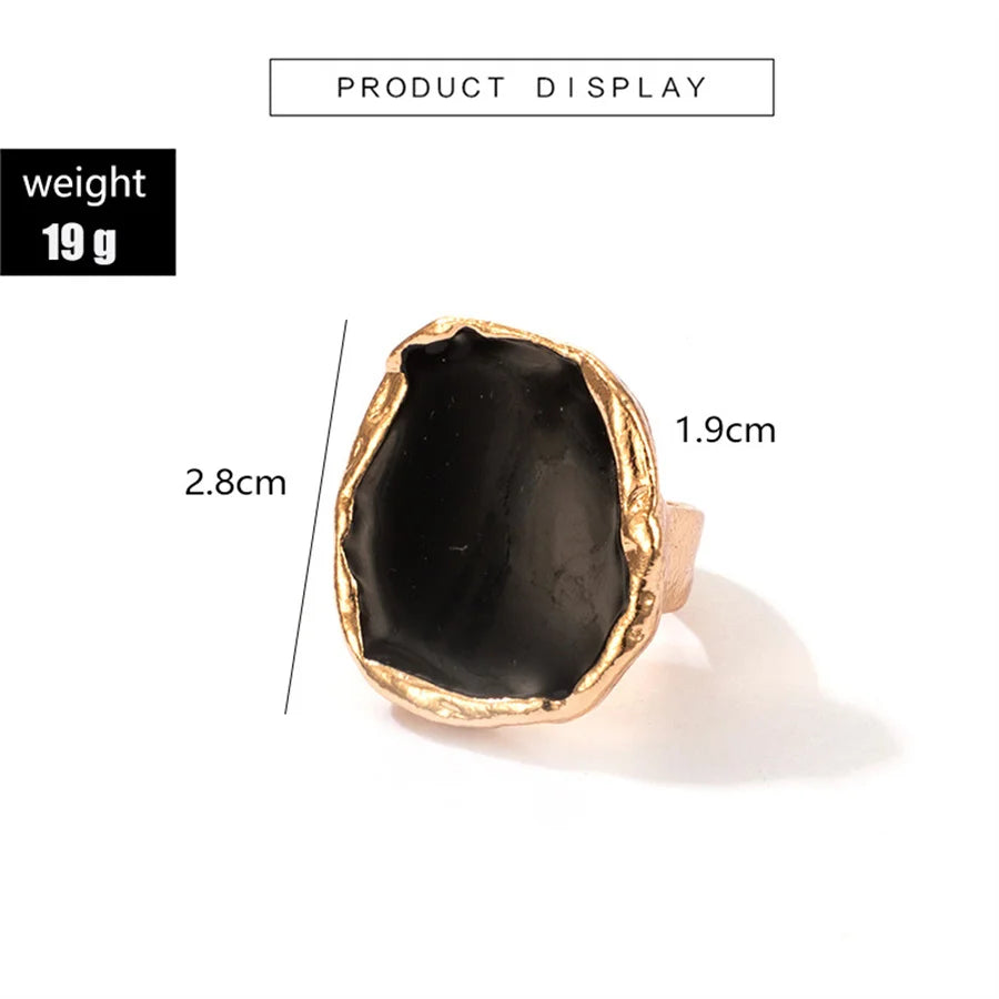 Obsidian Flame – Bold Statement Ring in Black & Pearl