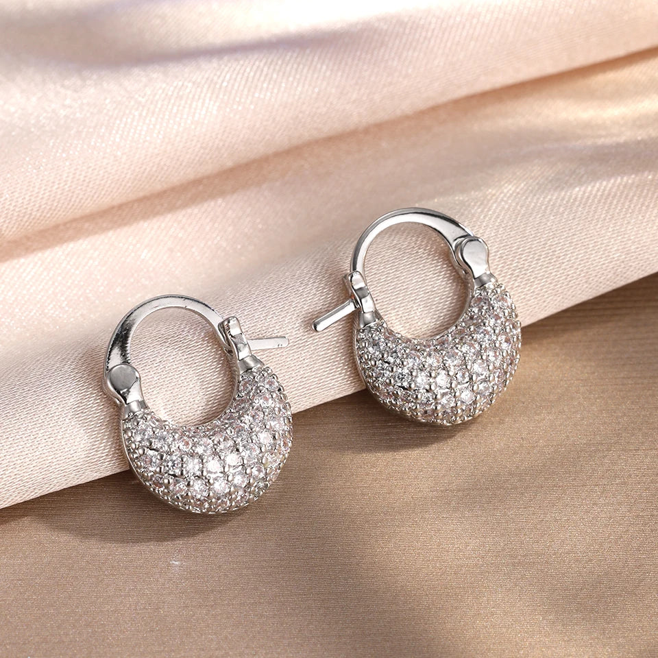 Antiochia Luxe – Crystal Encrusted Hoop Earrings in Gold & Silver
