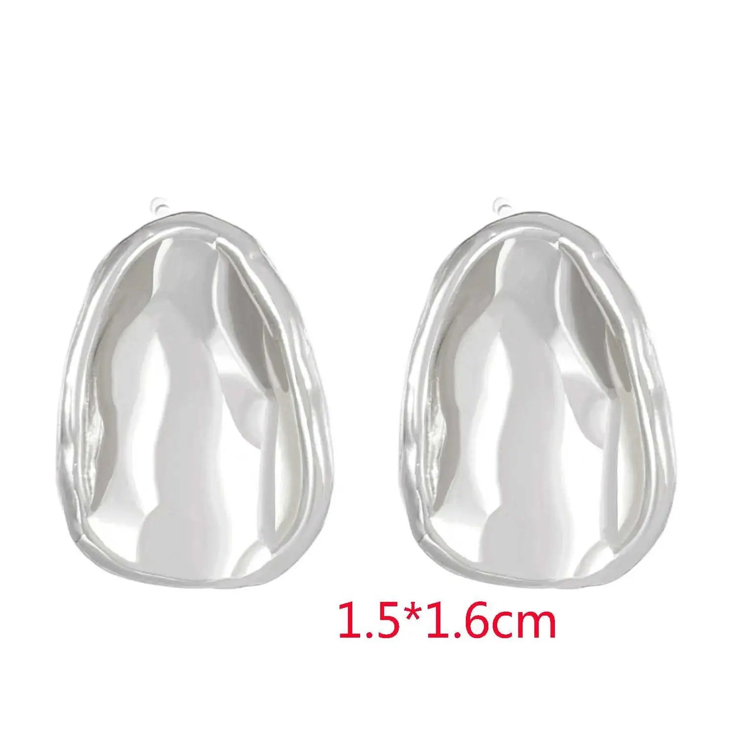 Vintage Pleated Geometric Earrings – Stainless Steel Statement Studs