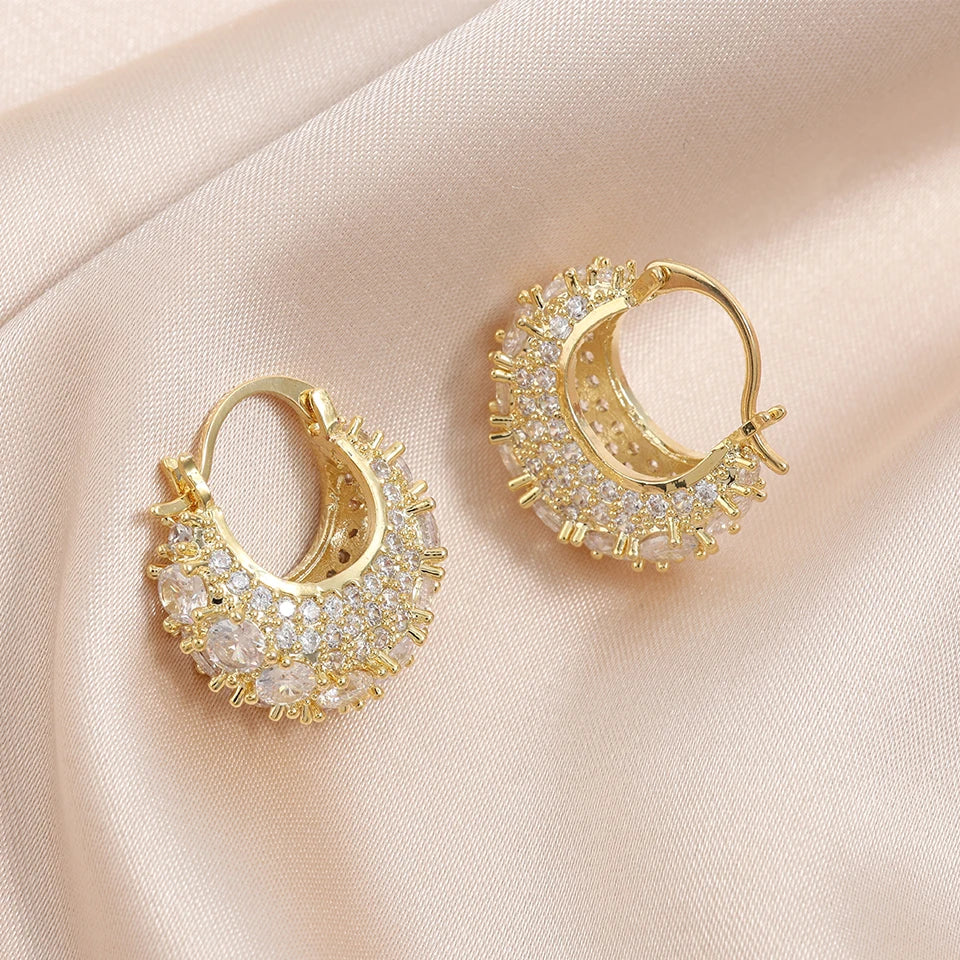 Antiochia Luxe – Crystal Encrusted Hoop Earrings in Gold & Silver