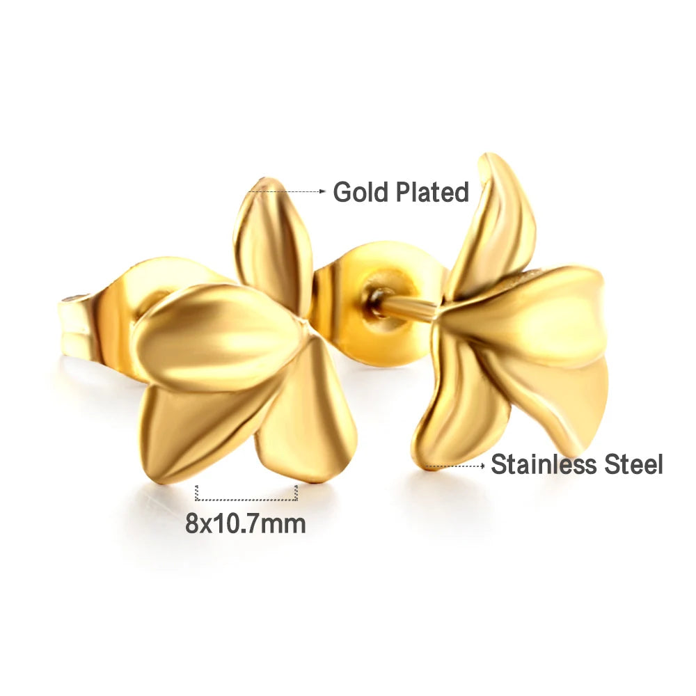 Flora Aurelia – Gold & Silver Stainless Steel Flower Necklace & Earrings Set