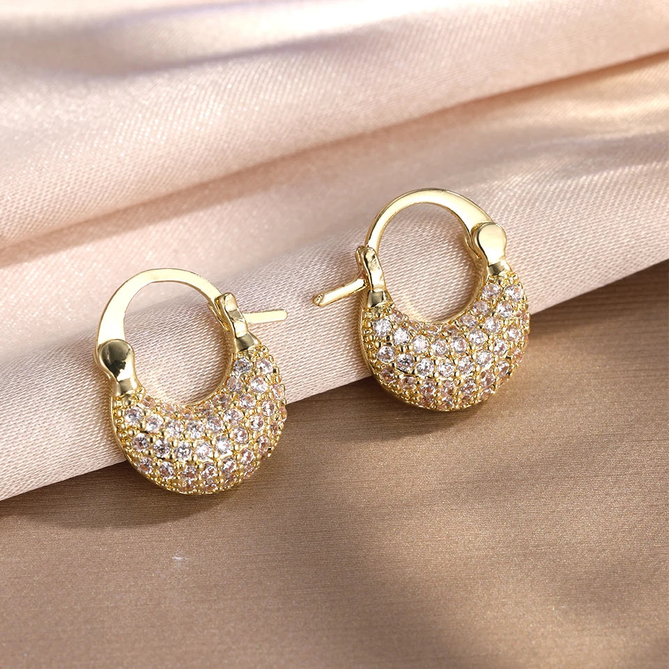 Antiochia Luxe – Crystal Encrusted Hoop Earrings in Gold & Silver