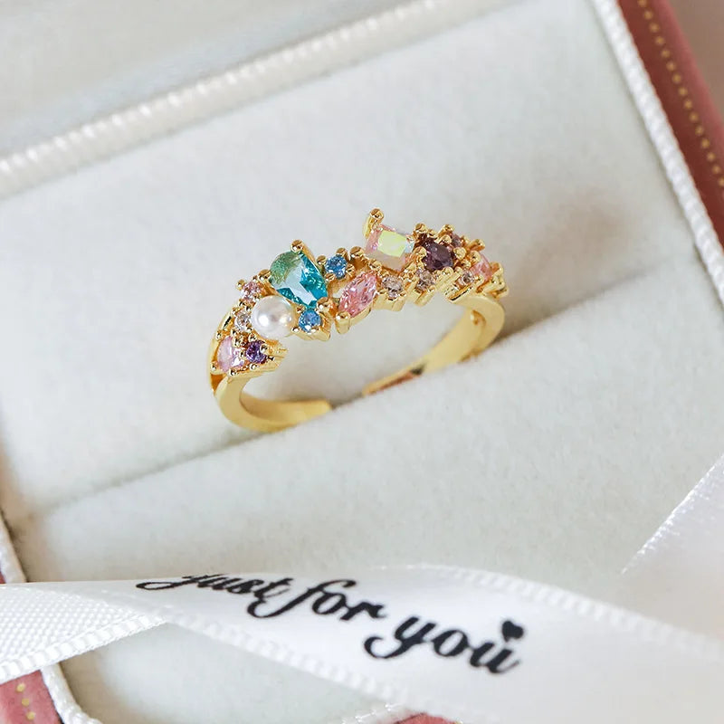 Celestial Spark – Adjustable Zircon Rings Collection