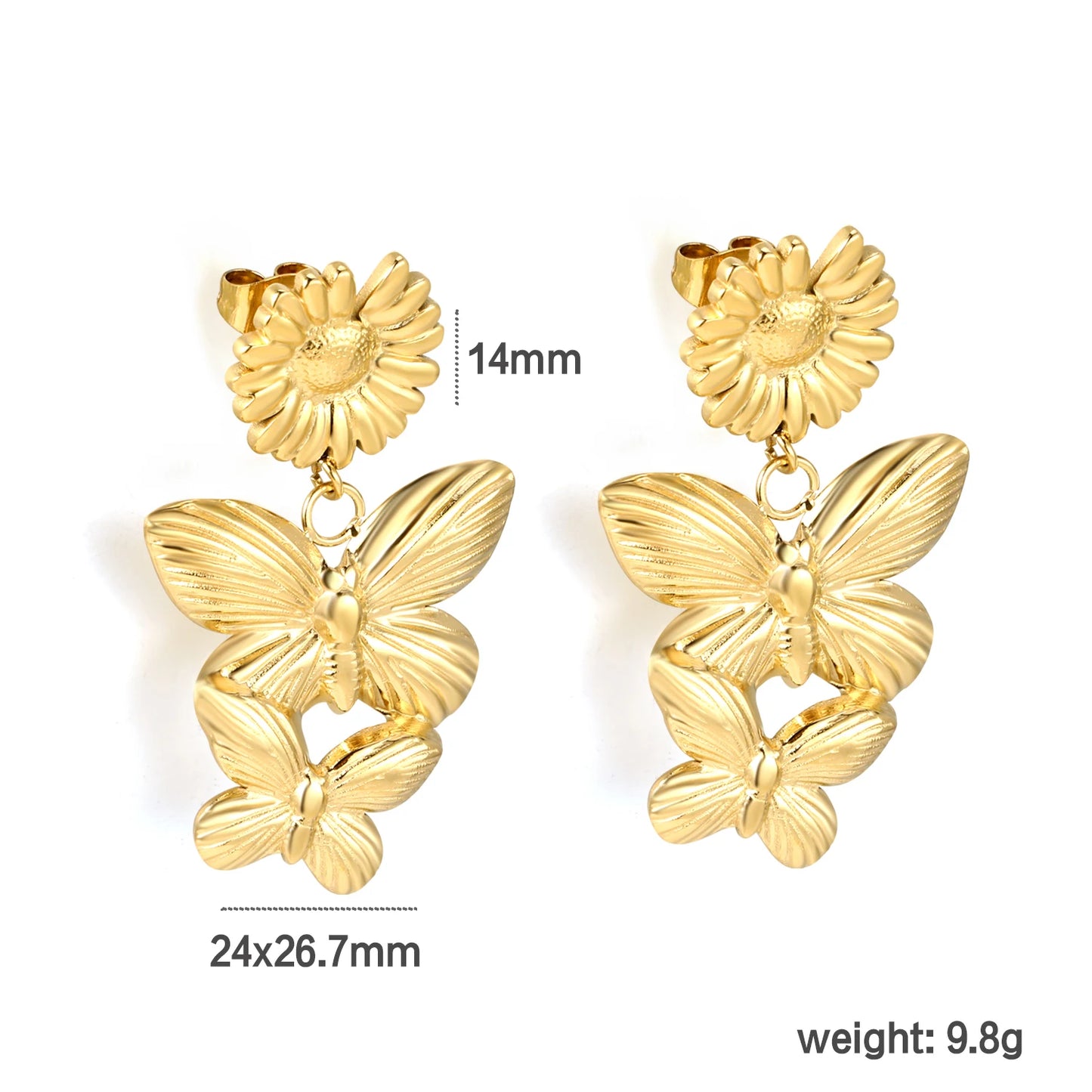Flora Aurelia – Gold & Silver Stainless Steel Flower Necklace & Earrings Set