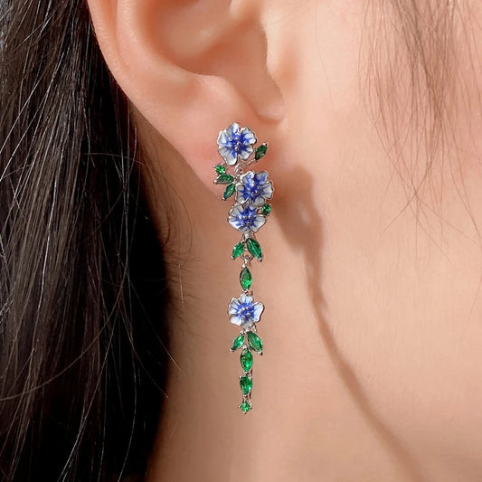 Floréa – Elegant Enamel Flower Drop Earrings