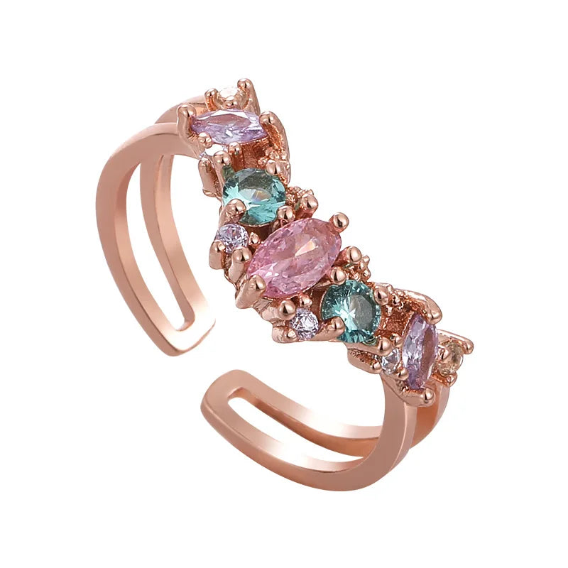 Celestial Spark – Adjustable Zircon Rings Collection