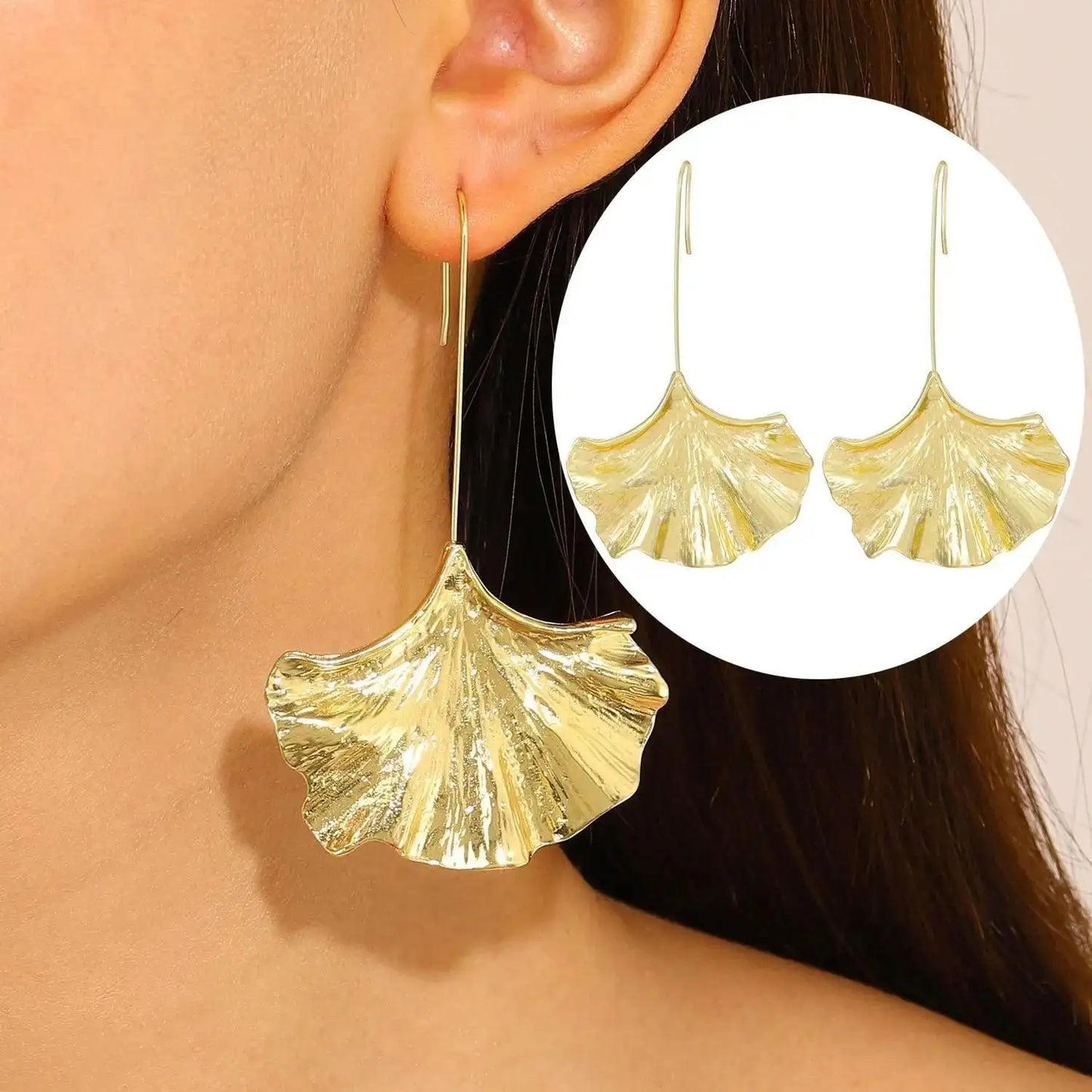 Vintage Pleated Geometric Earrings – Stainless Steel Statement Studs