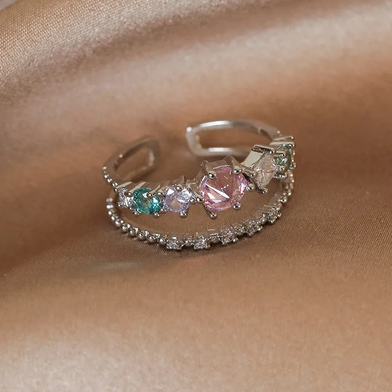 Celestial Spark – Adjustable Zircon Rings Collection
