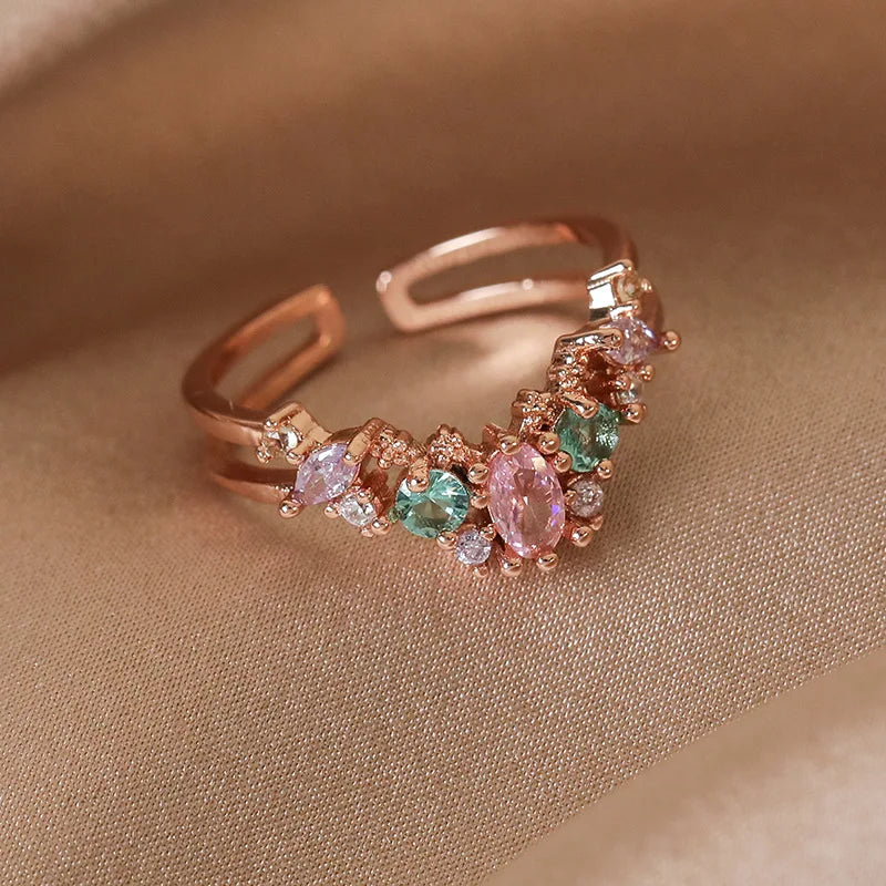 Celestial Spark – Adjustable Zircon Rings Collection
