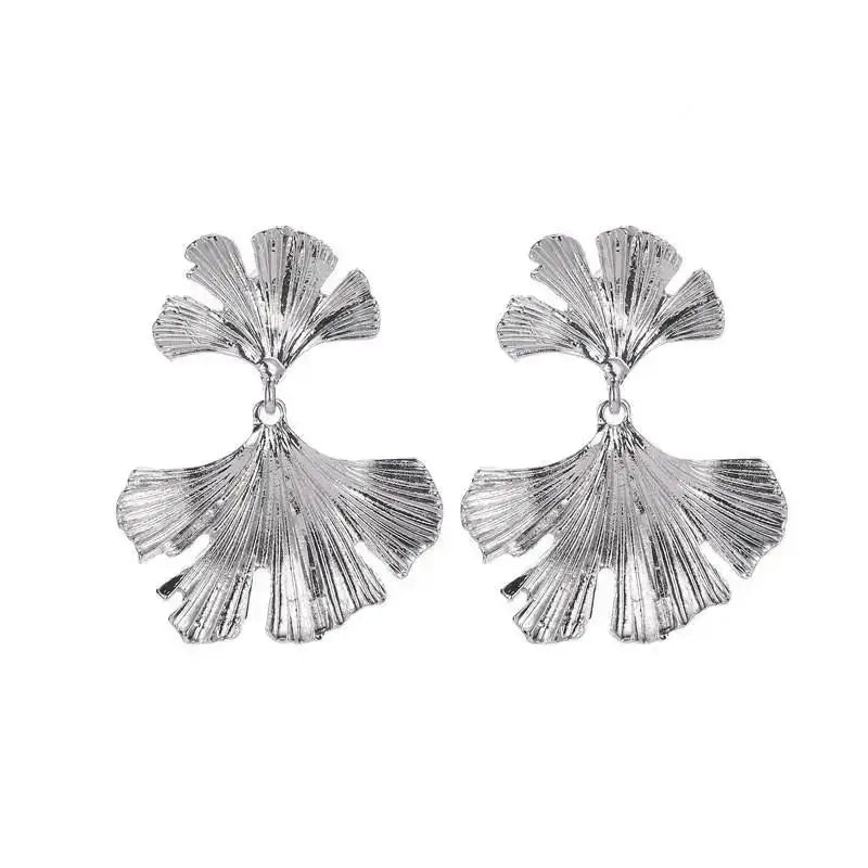 Vintage Pleated Geometric Earrings – Stainless Steel Statement Studs