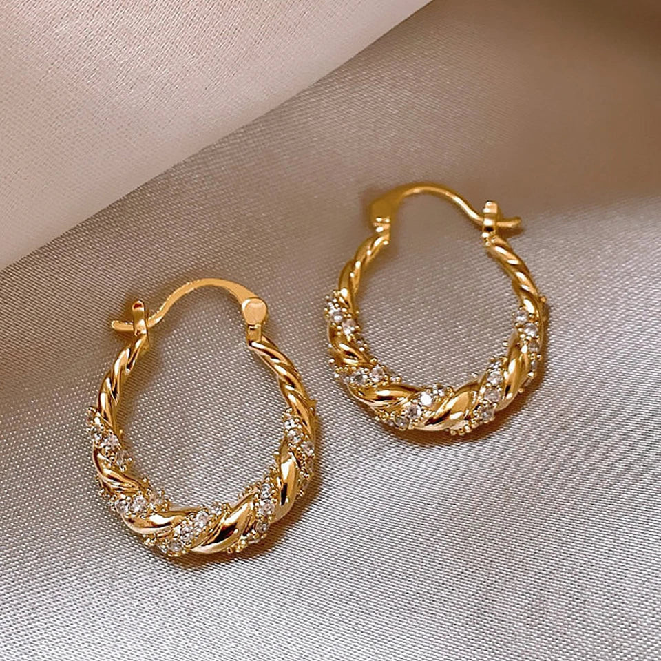 Antiochia Luxe – Crystal Encrusted Hoop Earrings in Gold & Silver