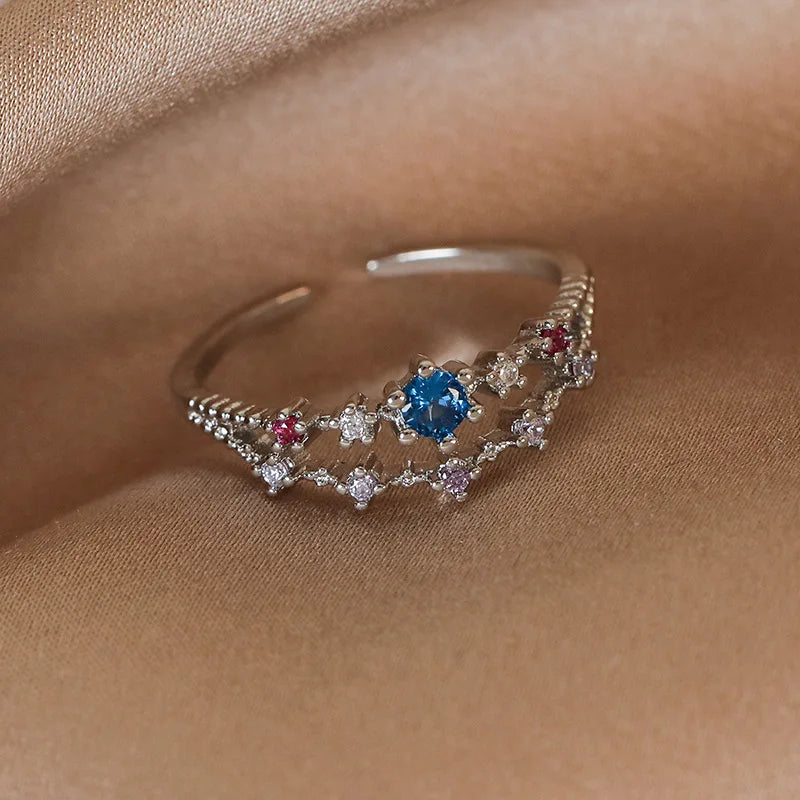 Celestial Spark – Adjustable Zircon Rings Collection
