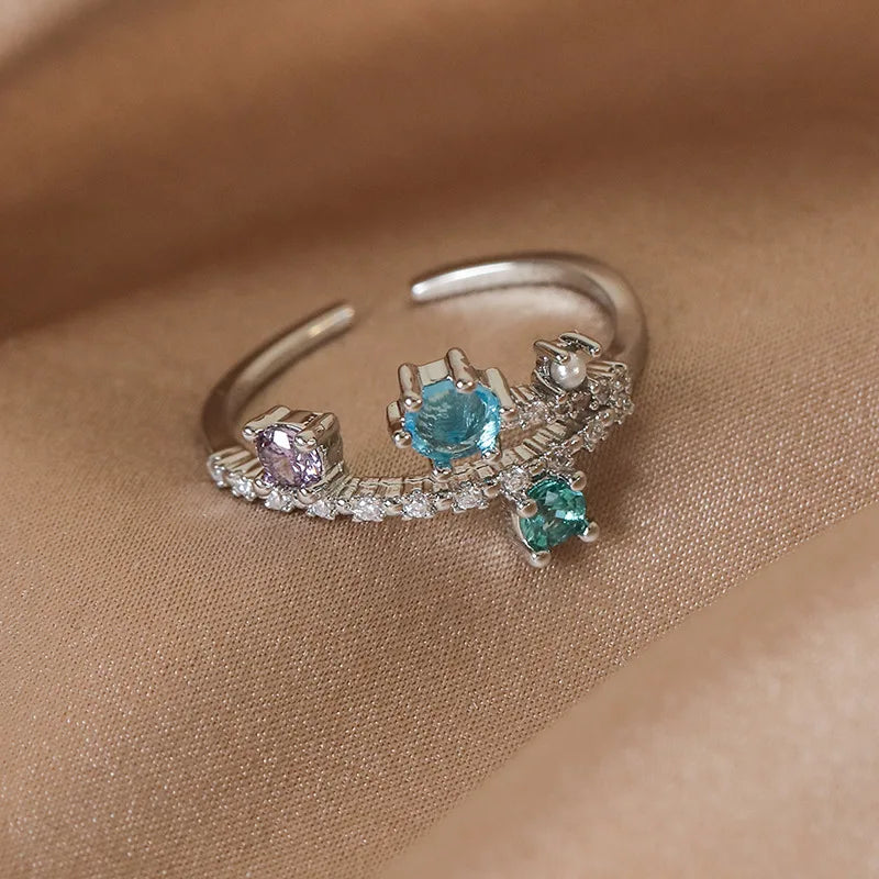 Celestial Spark – Adjustable Zircon Rings Collection