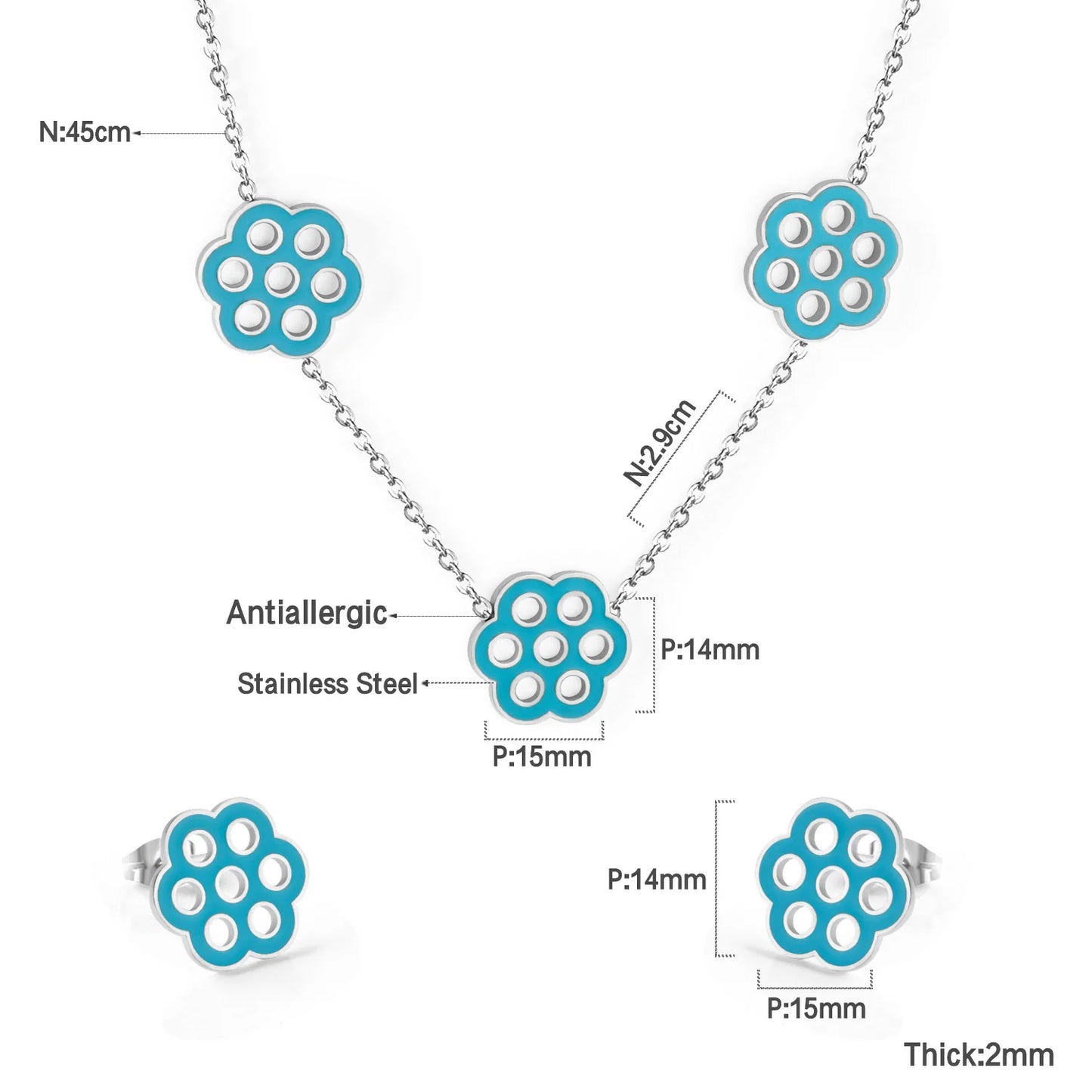 Flora Aurelia – Gold & Silver Stainless Steel Flower Necklace & Earrings Set