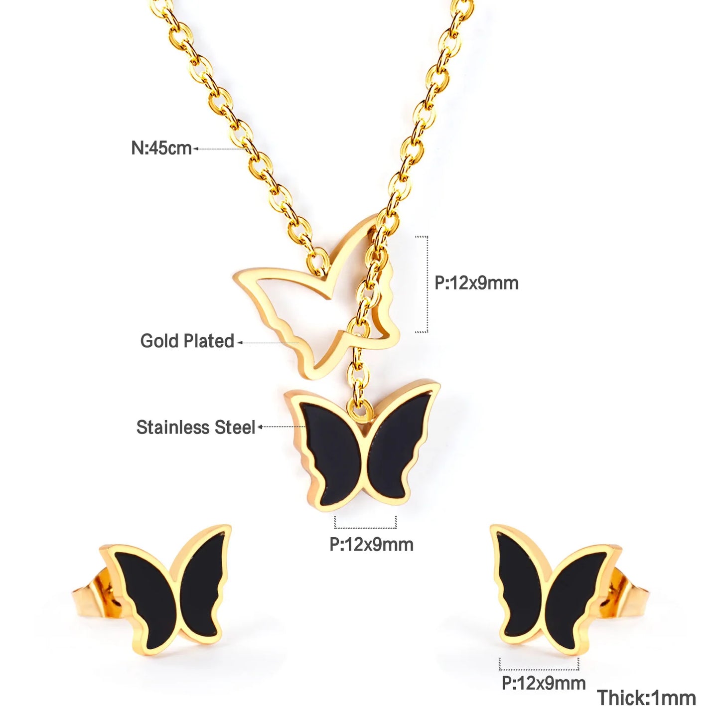 Flora Aurelia – Gold & Silver Stainless Steel Flower Necklace & Earrings Set