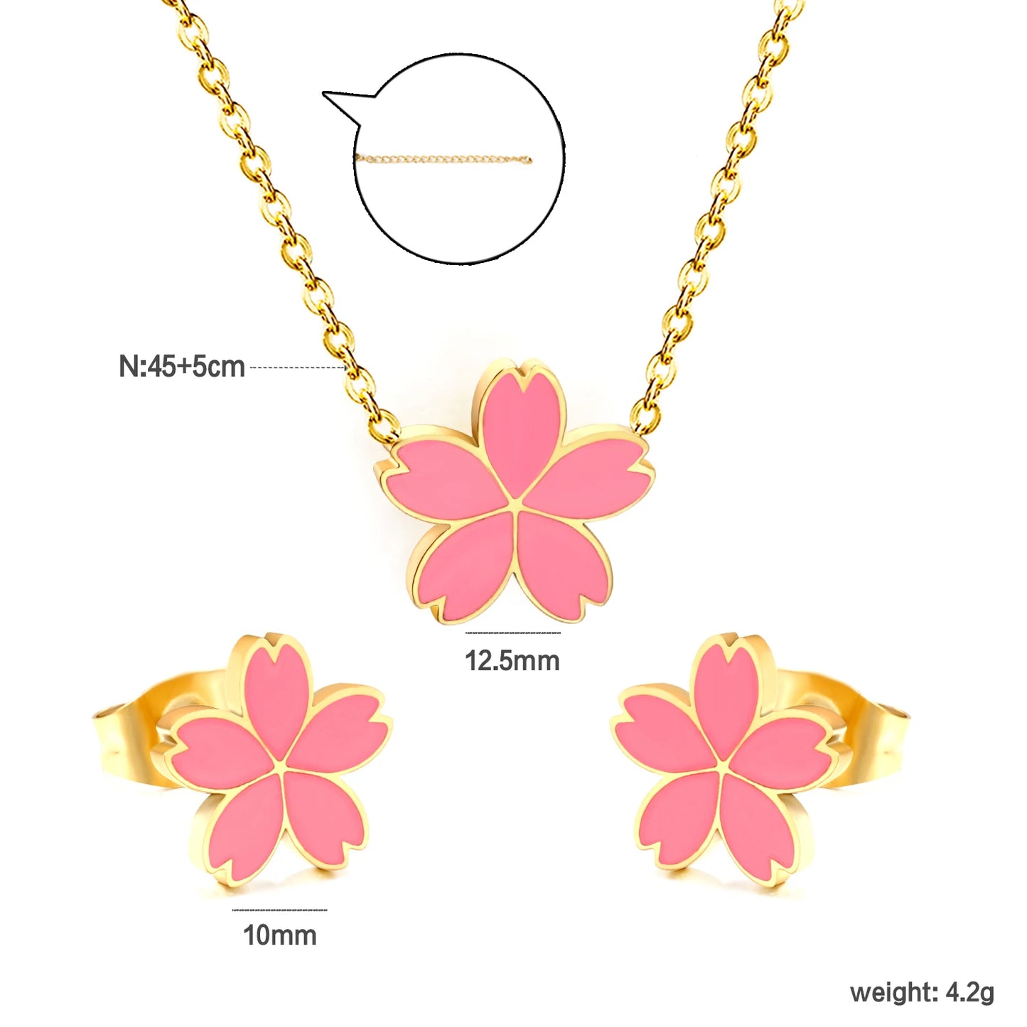 Flora Aurelia – Gold & Silver Stainless Steel Flower Necklace & Earrings Set