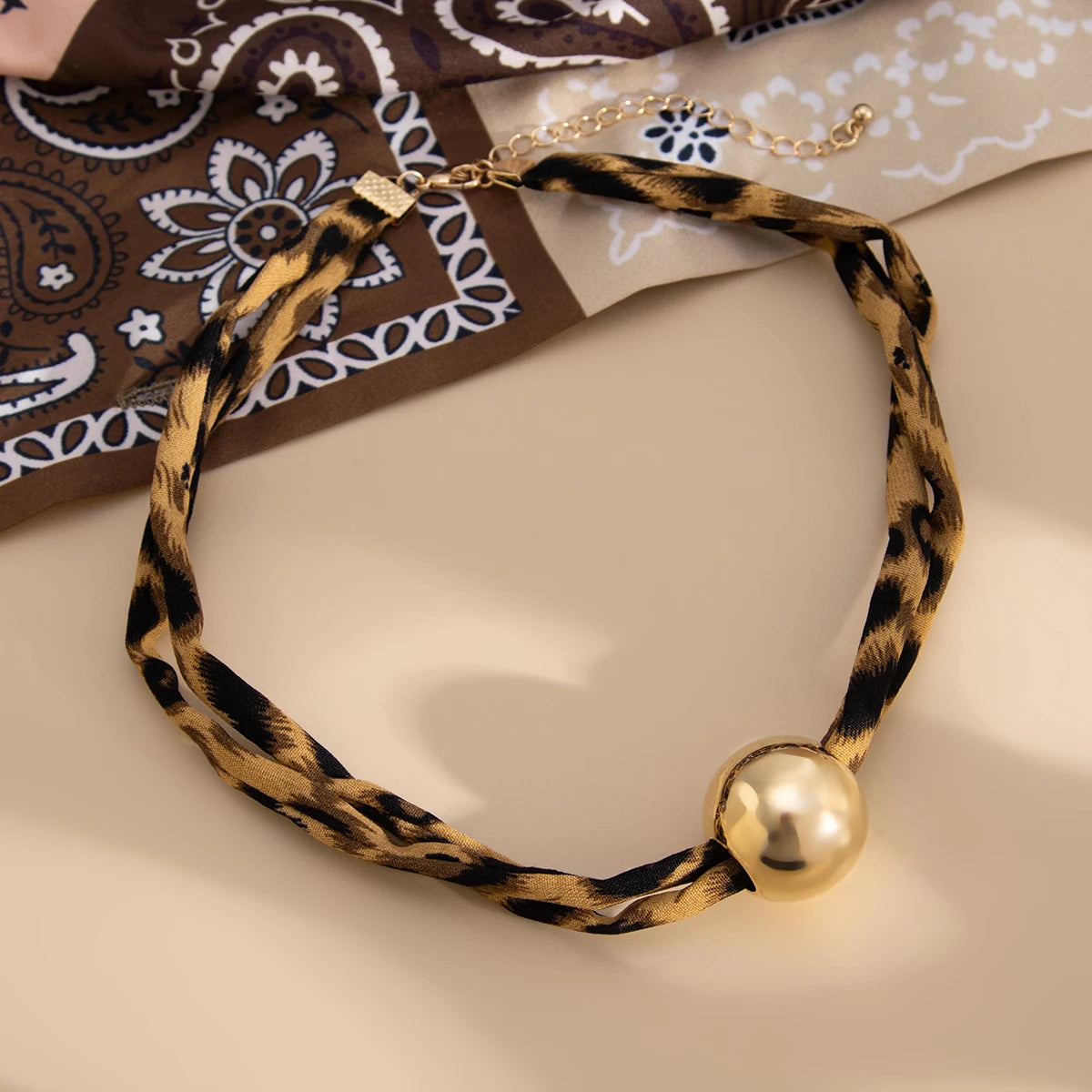 Leopard Velvet Pendant Choker Necklace | Starfish, Heart, Spiral, Cross