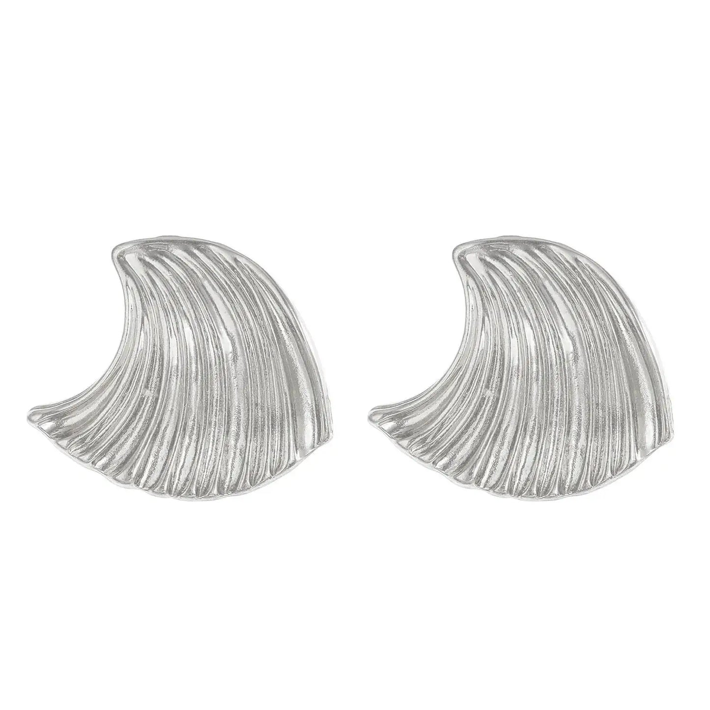 Vintage Pleated Geometric Earrings – Stainless Steel Statement Studs