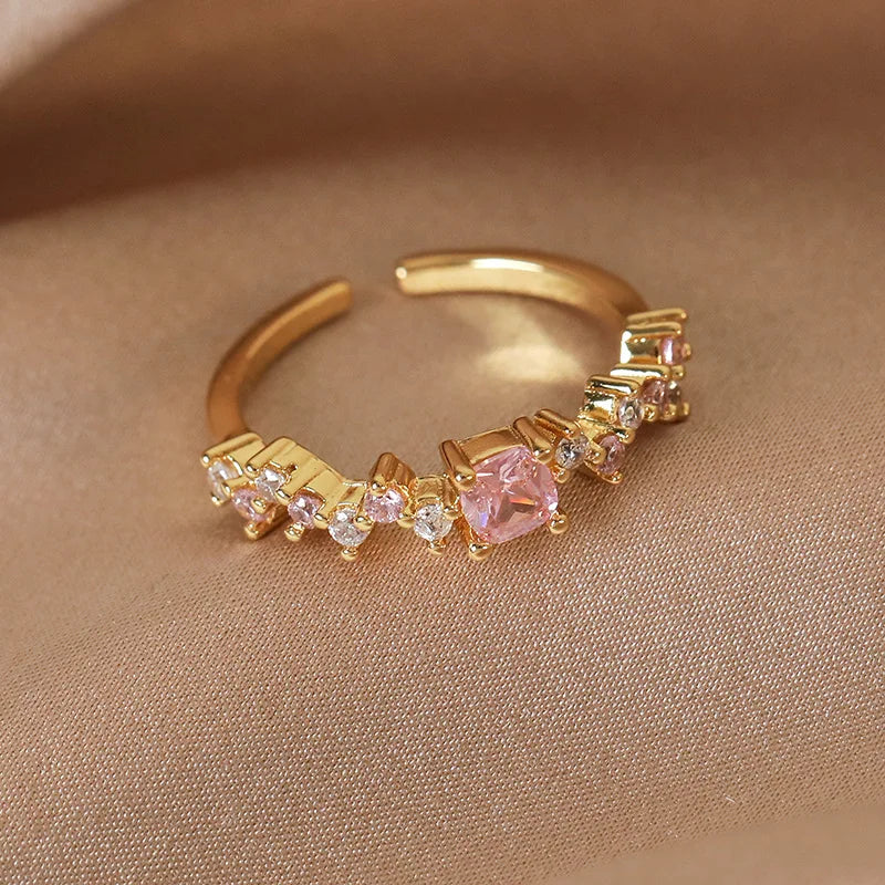 Celestial Spark – Adjustable Zircon Rings Collection