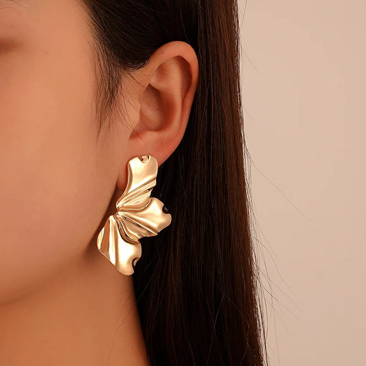 Liora – Sculpted Petal Statement Stud Earrings