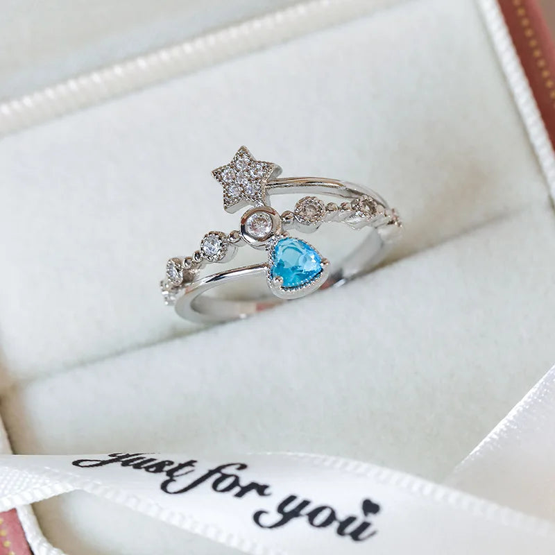 Celestial Spark – Adjustable Zircon Rings Collection