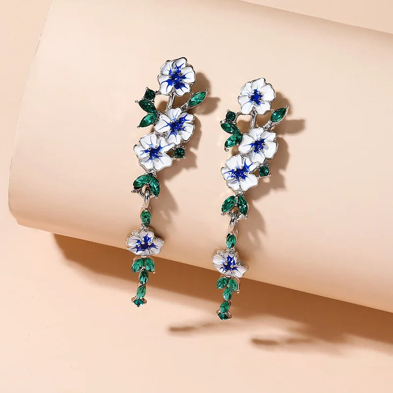 Floréa – Elegant Enamel Flower Drop Earrings