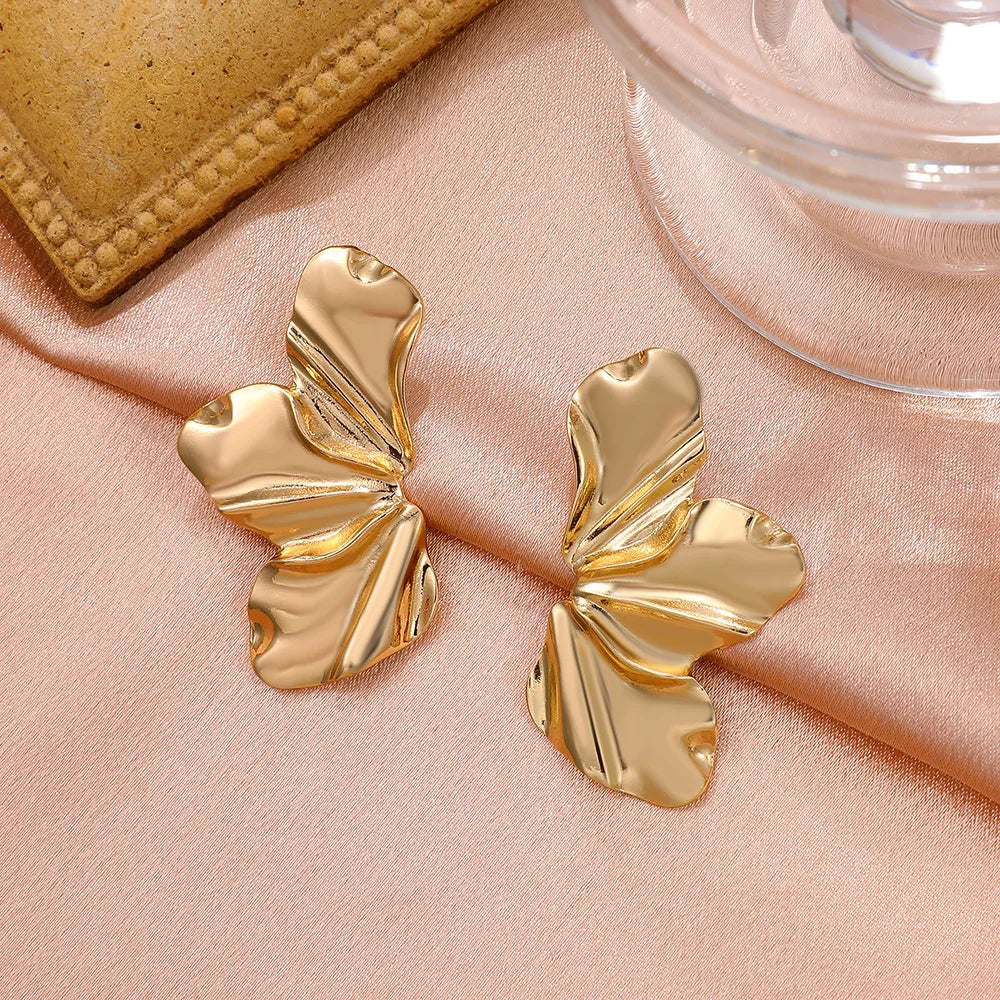 Liora – Sculpted Petal Statement Stud Earrings
