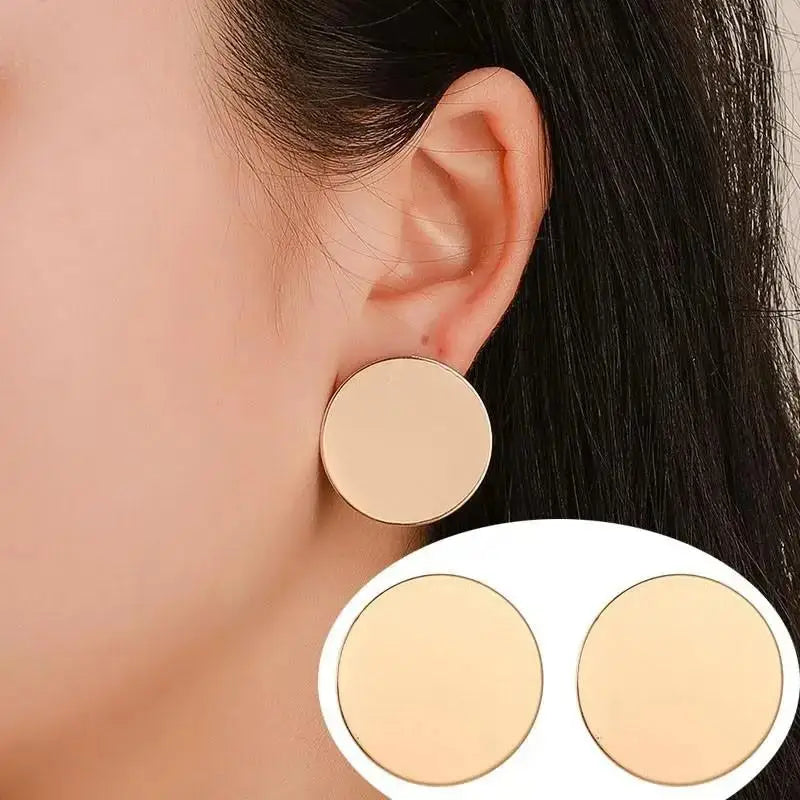 Vintage Pleated Geometric Earrings – Stainless Steel Statement Studs