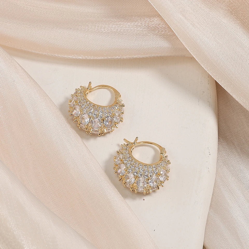 Antiochia Luxe – Crystal Encrusted Hoop Earrings in Gold & Silver