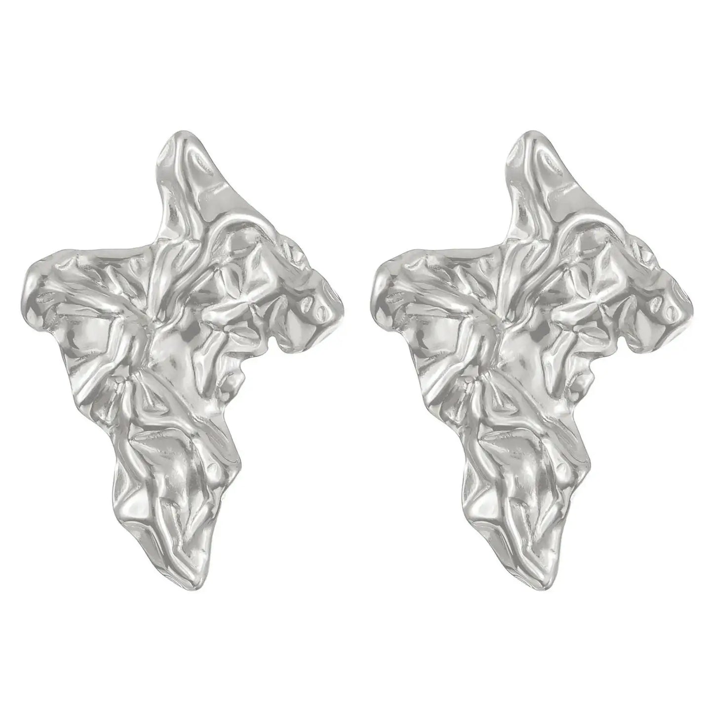 Vintage Pleated Geometric Earrings – Stainless Steel Statement Studs