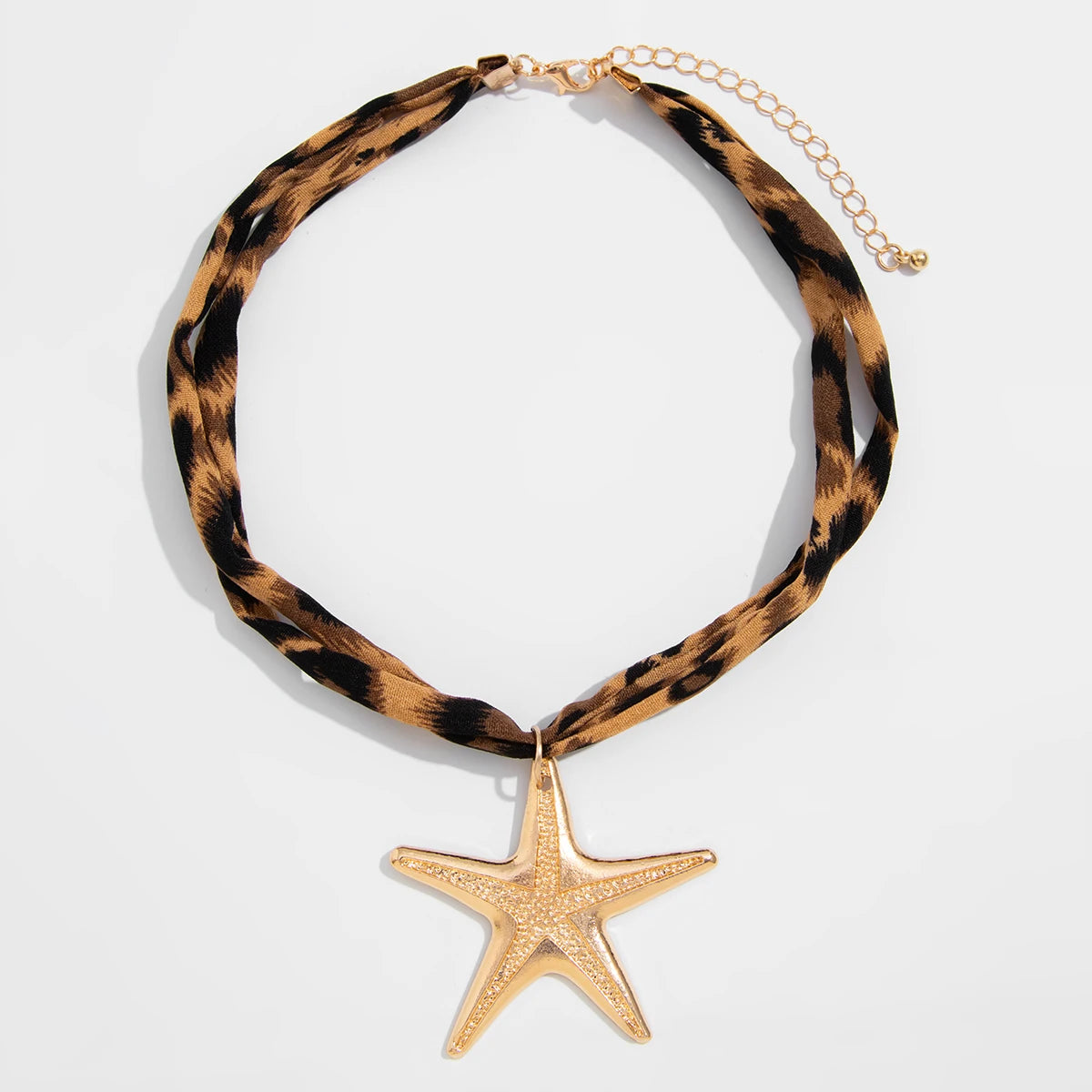 Leopard Velvet Pendant Choker Necklace | Starfish, Heart, Spiral, Cross