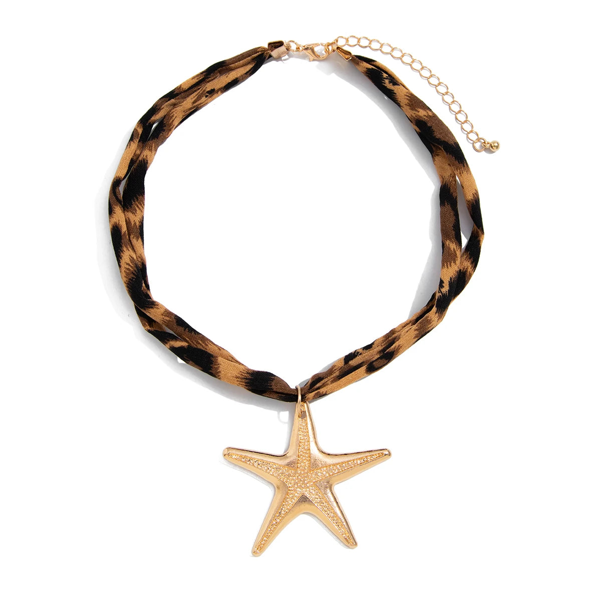 Leopard Velvet Pendant Choker Necklace | Starfish, Heart, Spiral, Cross