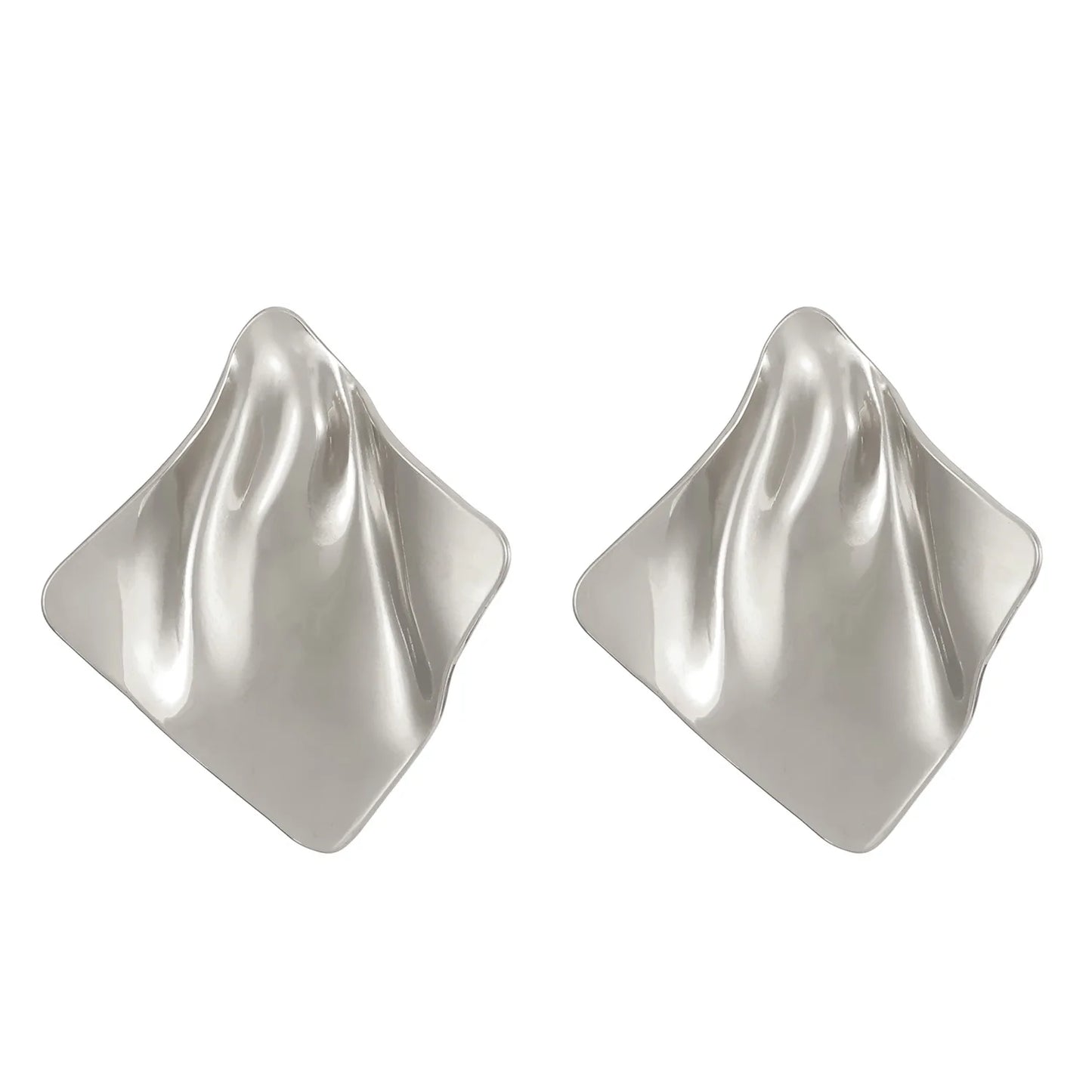 Vintage Pleated Geometric Earrings – Stainless Steel Statement Studs