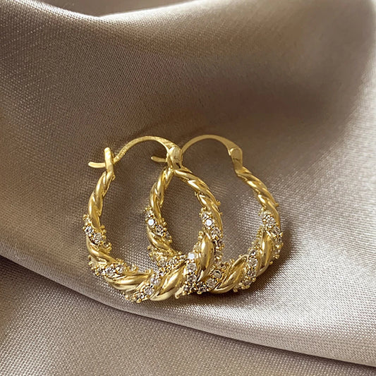 Antiochia Luxe – Crystal Encrusted Hoop Earrings in Gold & Silver