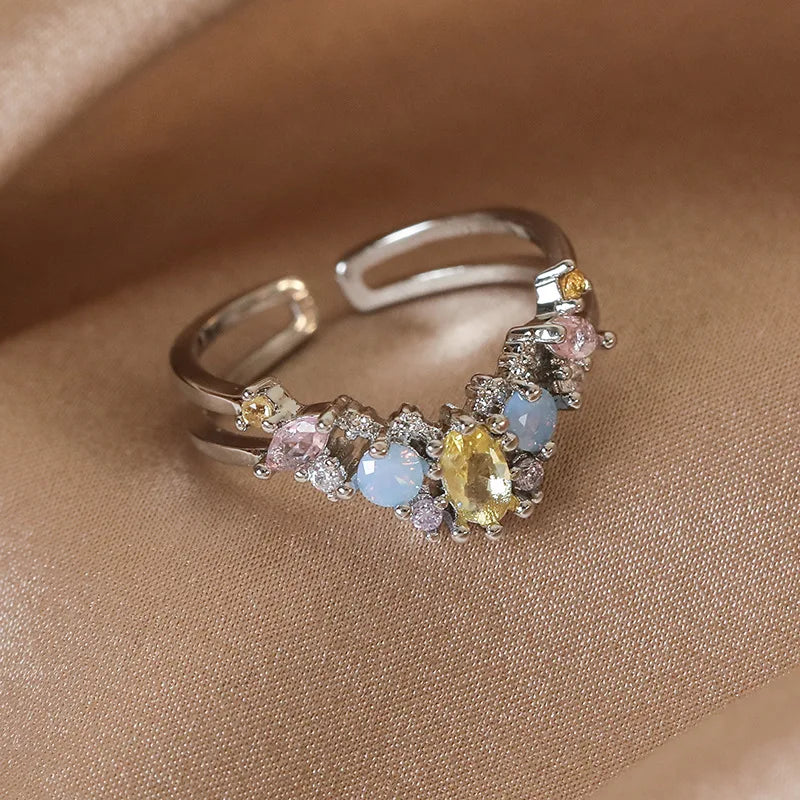 Celestial Spark – Adjustable Zircon Rings Collection