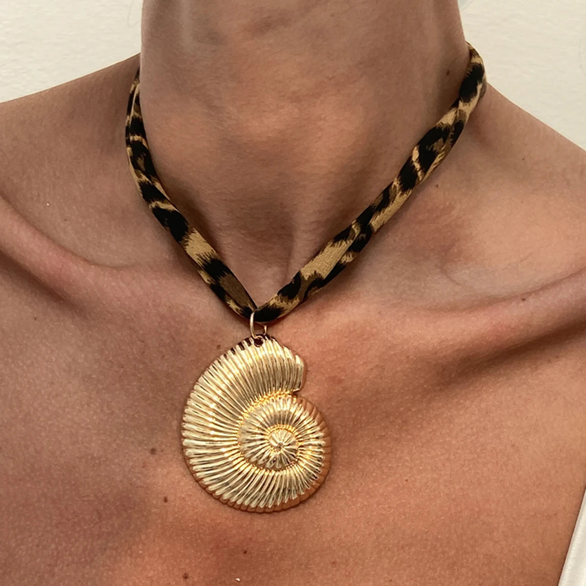 Leopard Velvet Pendant Choker Necklace | Starfish, Heart, Spiral, Cross