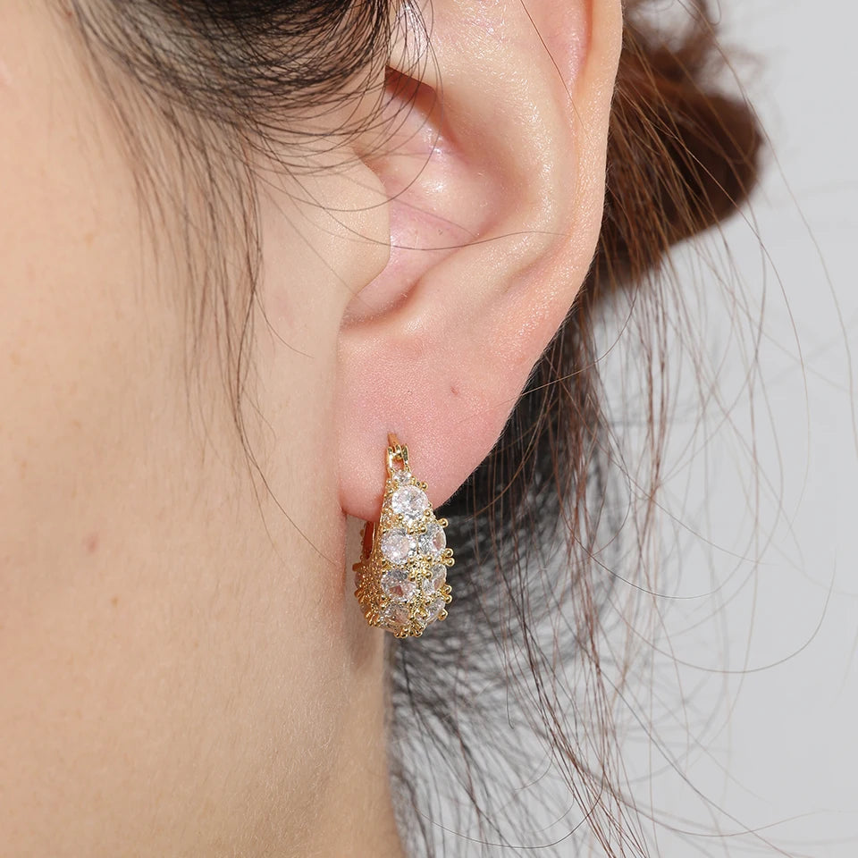 Antiochia Luxe – Crystal Encrusted Hoop Earrings in Gold & Silver