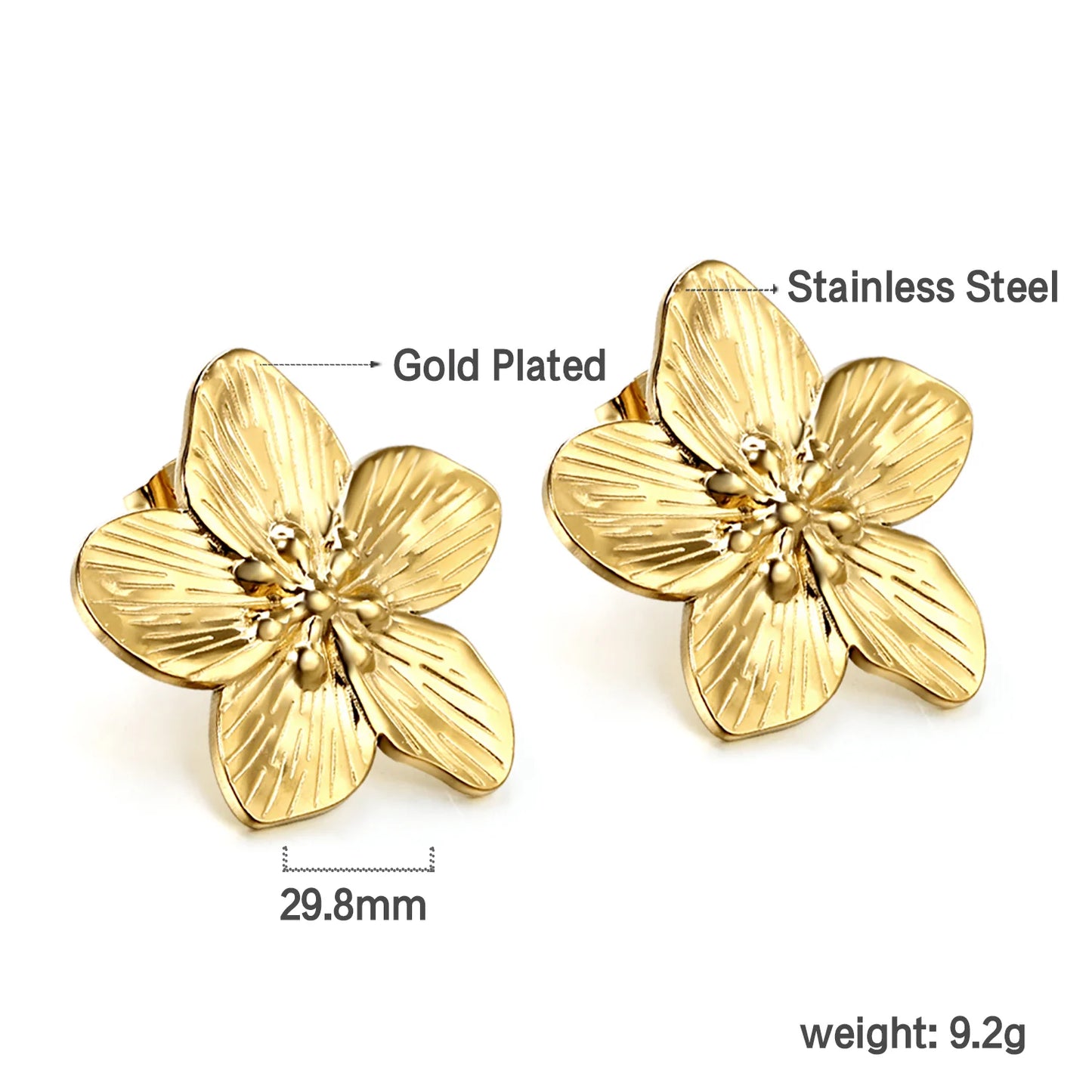 Flora Aurelia – Gold & Silver Stainless Steel Flower Necklace & Earrings Set