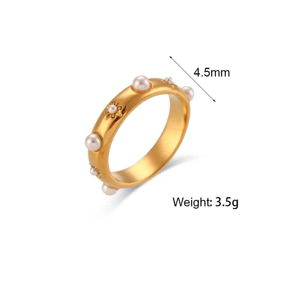 Soléa – Gold Rings with Pearl & Zircon Accents