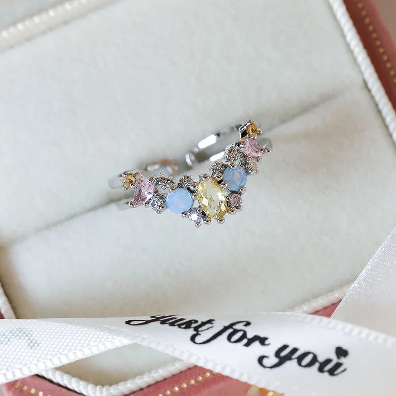 Celestial Spark – Adjustable Zircon Rings Collection