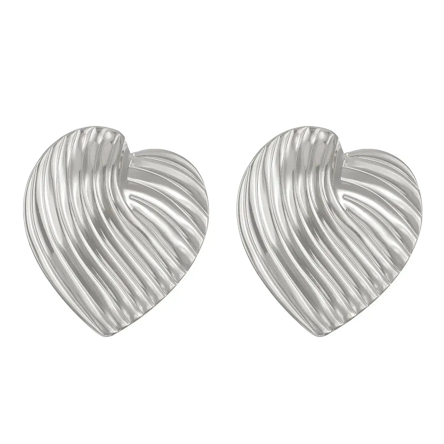 Vintage Pleated Geometric Earrings – Stainless Steel Statement Studs