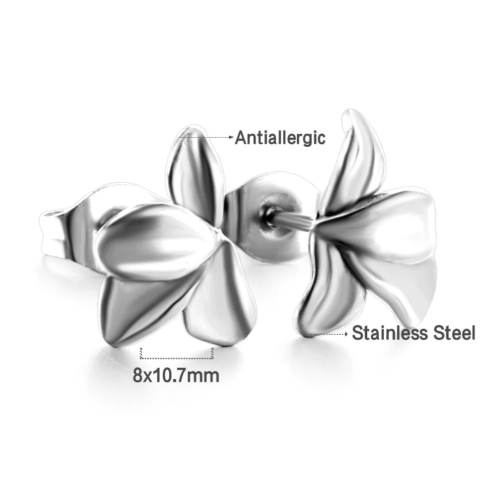 Flora Aurelia – Gold & Silver Stainless Steel Flower Necklace & Earrings Set