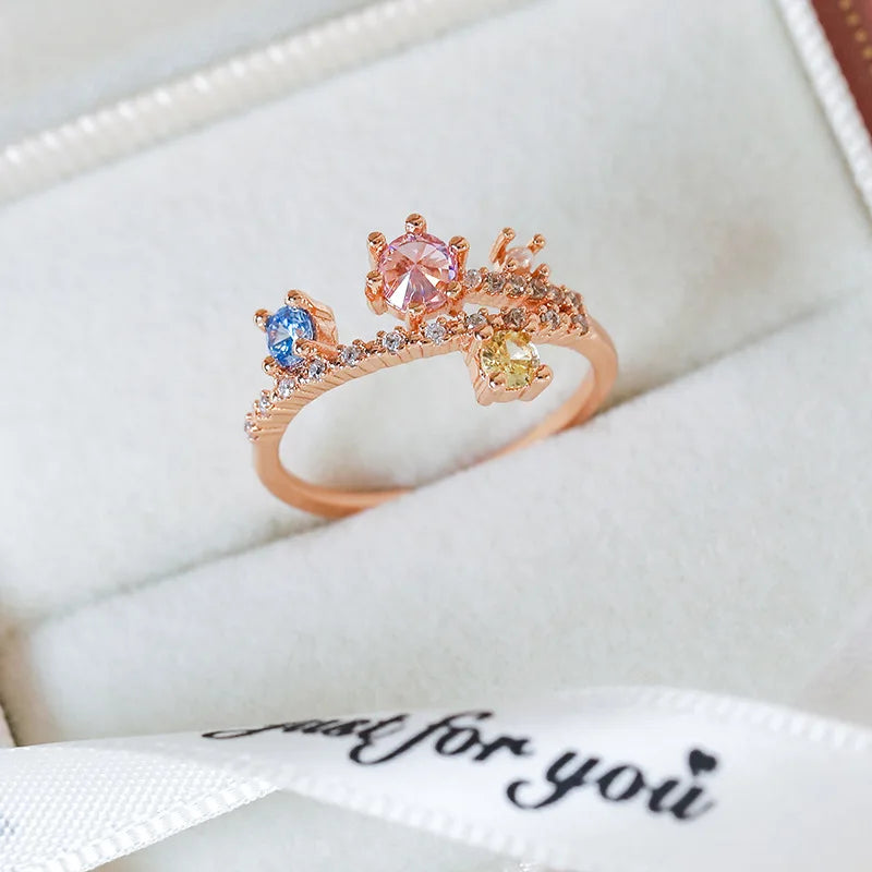 Celestial Spark – Adjustable Zircon Rings Collection