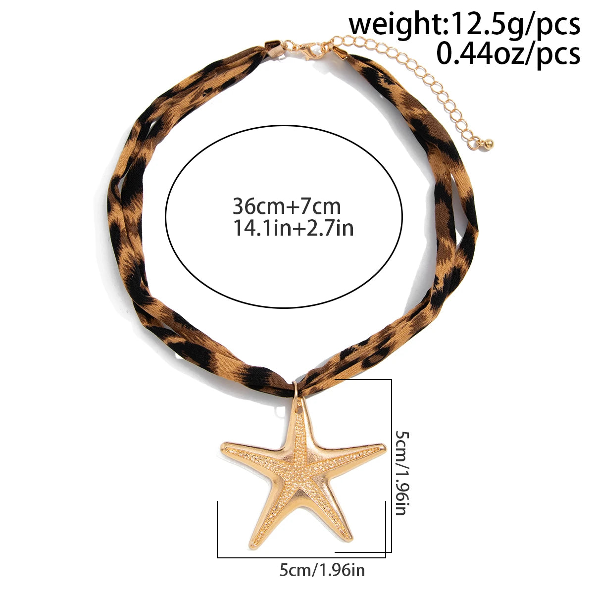 Leopard Velvet Pendant Choker Necklace | Starfish, Heart, Spiral, Cross