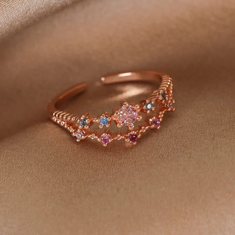 Celestial Spark – Adjustable Zircon Rings Collection