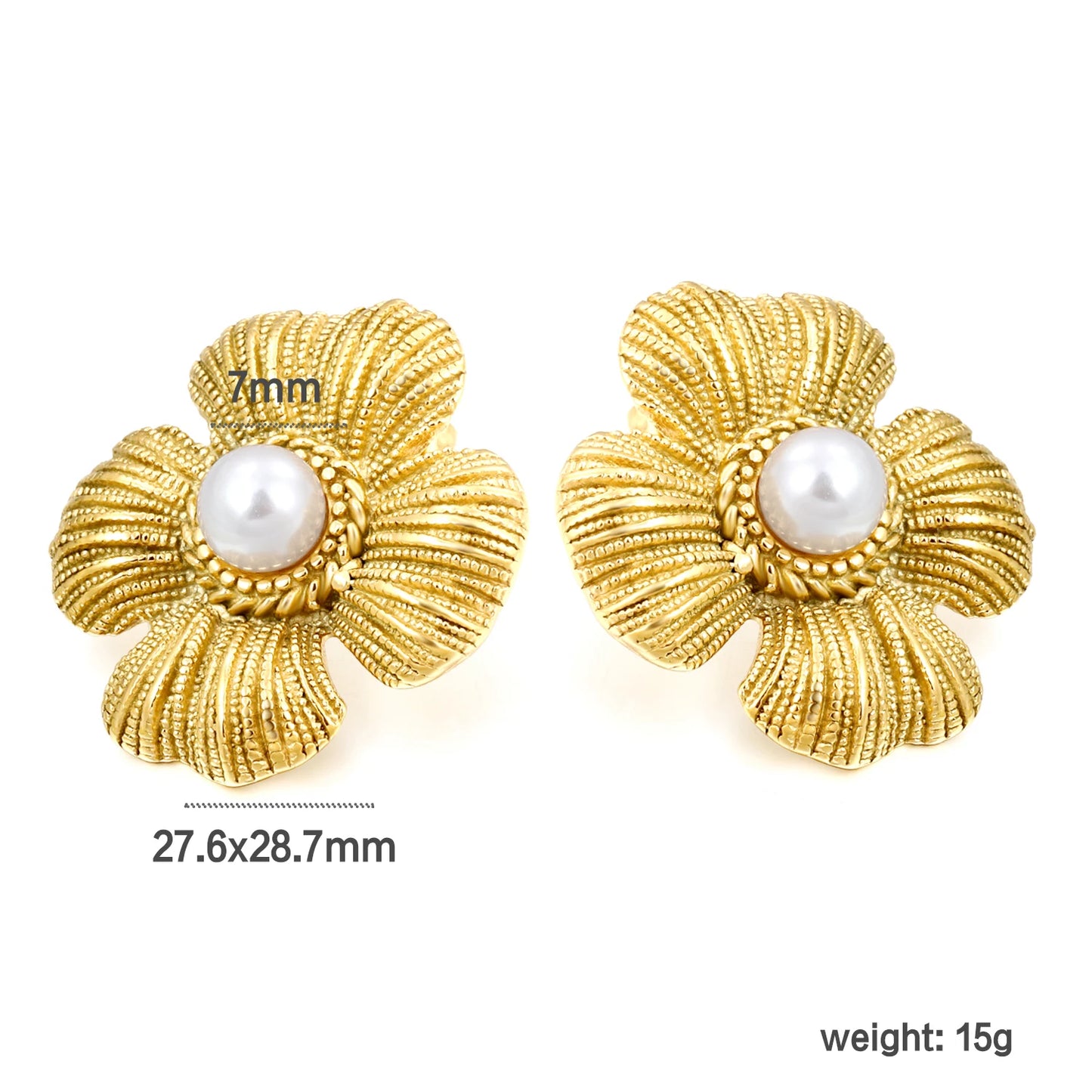 Flora Aurelia – Gold & Silver Stainless Steel Flower Necklace & Earrings Set
